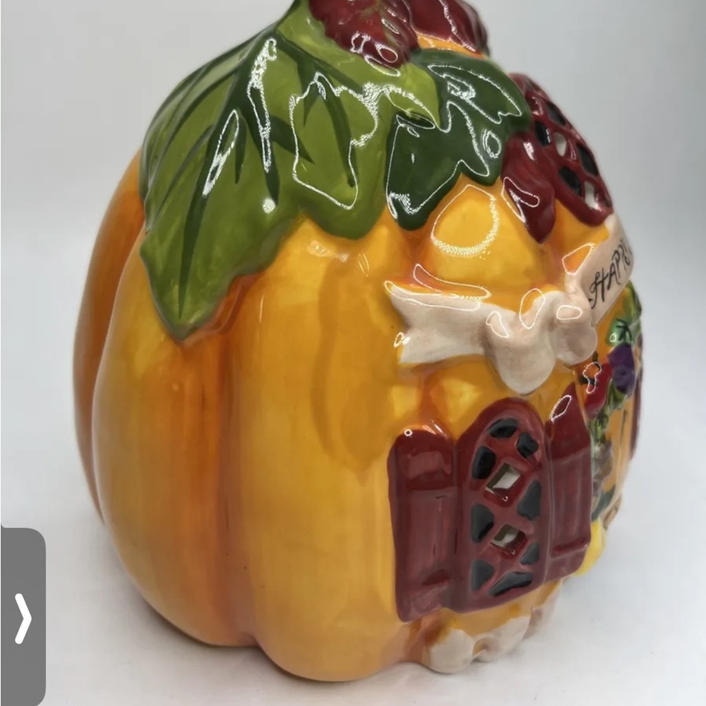 Blue Sky Clayworks Happy Harvest Candle Holder Autumn Pumpkin House - Picture 4 of 4